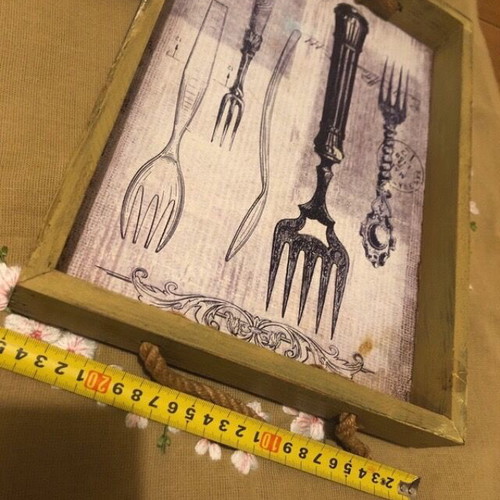 Wooden tray frame with rope handles like new