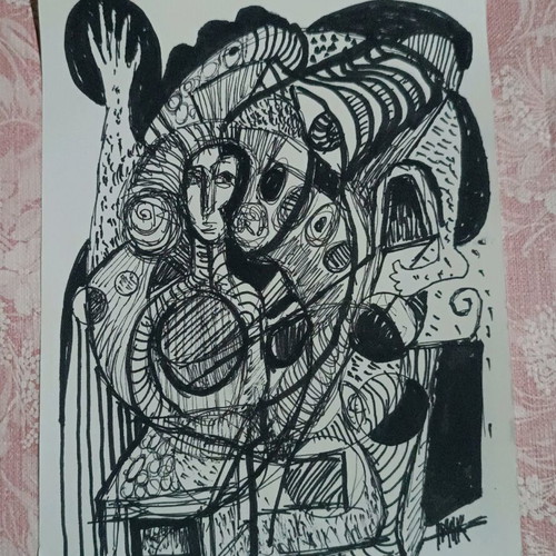 Psychedelic Drawing made to order on paper with black markers