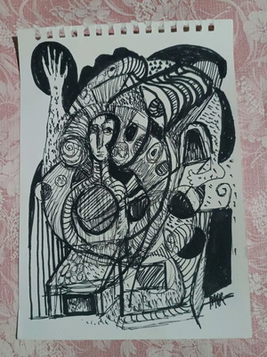 Psychedelic Drawing made to order on paper with black markers