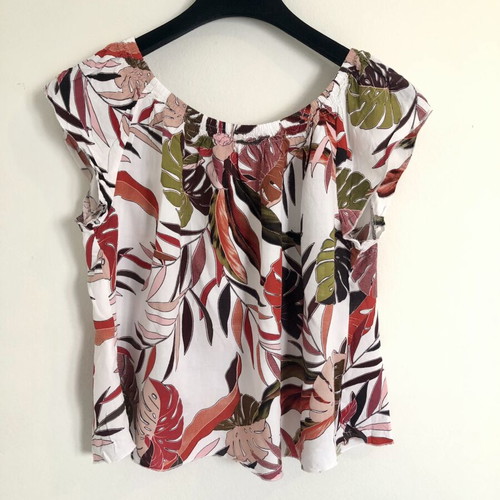 Enzzo Printed Top with Off-Shoulder and Crossover Back, New
