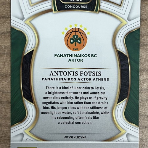 2025-26 Panini Select Euroleague Basketball Antonis Fotsis White Sparkle card like new