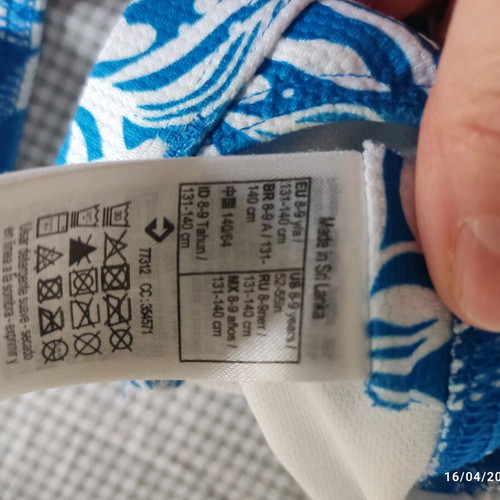 Quechua kids bikini like new, white and blue, size 134 cm