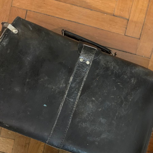 Leather technician bag used, handmade, vintage 1970s