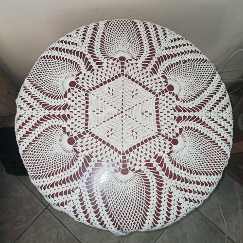 Handmade knitted vintage tablecloth doily like new