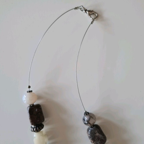 Handmade necklace like new with glass beads and stainless steel