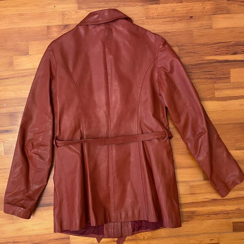 Leather vintage jacket brown large used with lining