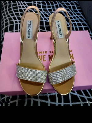 Steve Madden sandals size 37.5 pink-gold with strass new