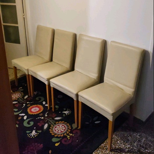 Habitat dining chairs like new, leather upholstery, solid elm frame