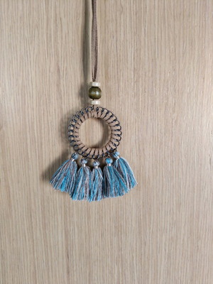 Boho style long necklace new, beige and turquoise