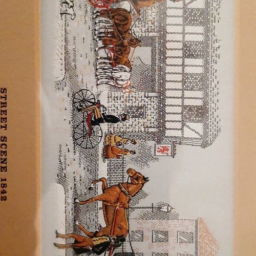 Street Scene 1842 silk woven picture like new, J & J Cash Ltd England