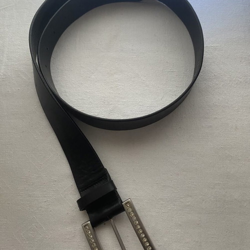 Leather belt Saddler with decorative crystal buckle like new, black