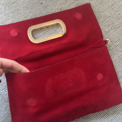 Suede leather red clutch bag NAK like new