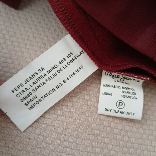 Pepe Jeans wool pencil skirt, burgundy with appliqué