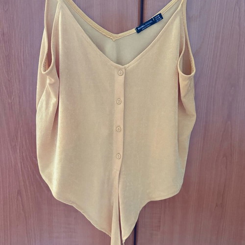 Crop top Bershka yellow with tie, like new, size M