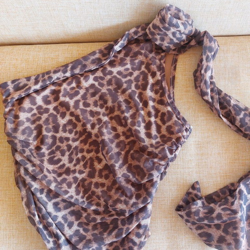 Leopard halter top medium new Shein brown