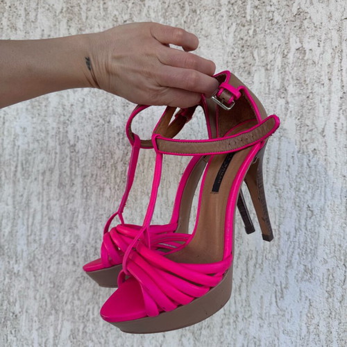Zara leather heels like new, size 38, beige and pink