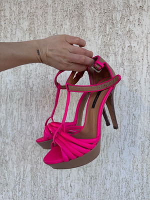 Zara leather heels like new, size 38, beige and pink