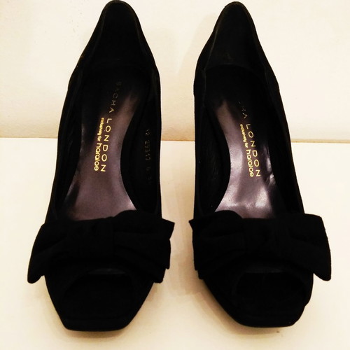 SACHA LONDON shoes size 36 black leather suede peep toe new