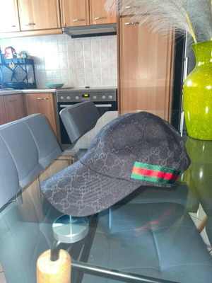 Gucci GG Canvas Baseball Hat new, black and grey with signature stripe