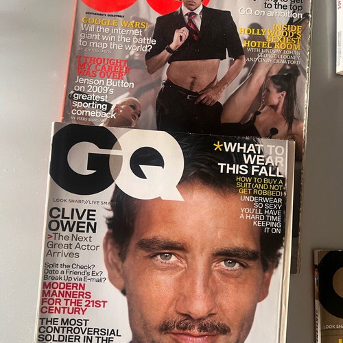 GQ magazines used, set of 16, American, British, French, Italian editions
