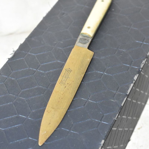 Vintage Stain Bronze Decorative Knife with Bone Handle used