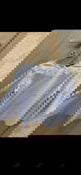 Μπλούζα ζάρα θαλασσι με πέρλες άνετη εφαρμογή