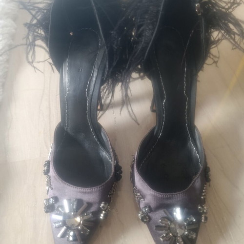 Zara Limited Edition Pumps with Ostrich Feather and Strass, Size 37, Like New