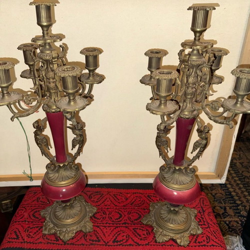 Candlesticks pair used in bronze height 0.50