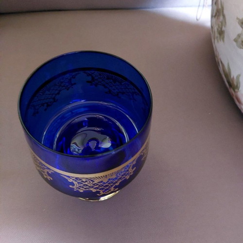 Crystal chocolate cup used 14×10 cm with gold vintage hand painting