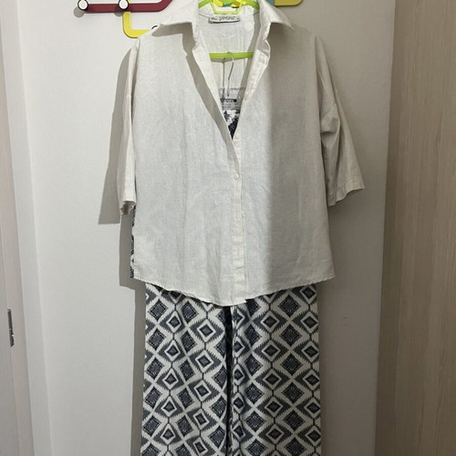 Summer cotton set white and blue, new