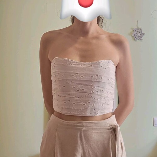 Zara white bustier with embroidery like new