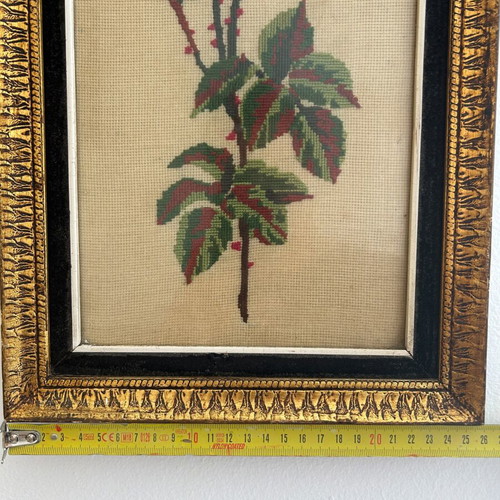 Vintage framed embroidery 47×25 cm used, handmade