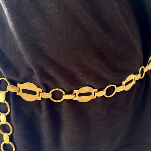 Vintage handmade adjustable gold belt
