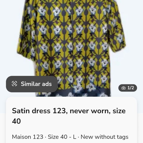 Satin dress Maison 123 like new, size 38/40, multicolor