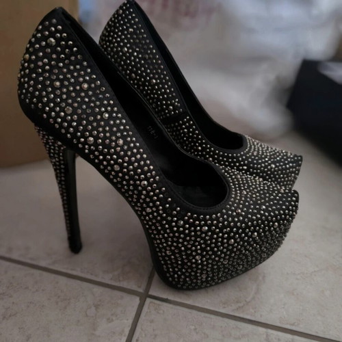 Evening shoes like new, black with rhinestones