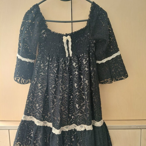 ZIC ZAC Black Boho Lace Tunic Dress One Size like new