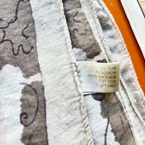 Cotton pashmina scarf, pink and grey, large 110x170 cm