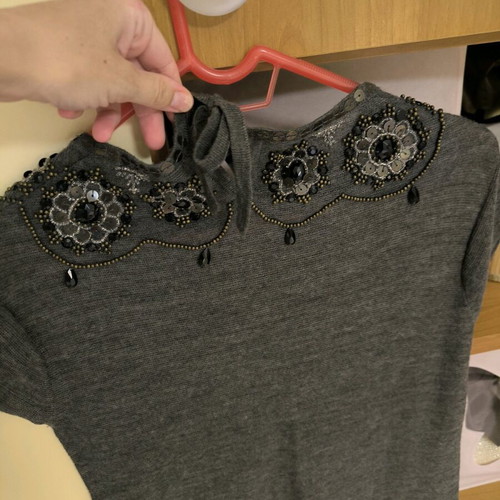 Mango knitted dress with necklace detail, like new, gray, size S
