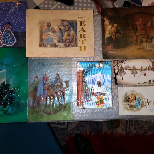 Christmas cards used, unique from foreign and Greek countries