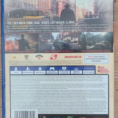 Mafia Definitive Edition PlayStation 4 like new