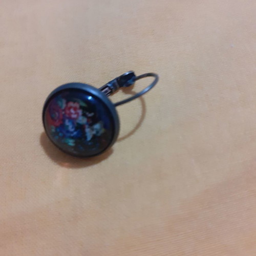 Button earrings with colorful pattern new