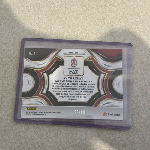 Panini Select EuroLeague Zach LeDay Snapshots Red Prizm Card 2025-26 New