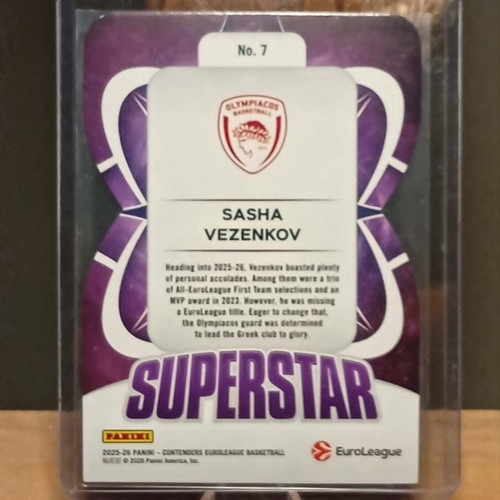 2025-26 Panini Contenders EuroLeague Sasha Vezenkov Superstar Die-Cut card like new