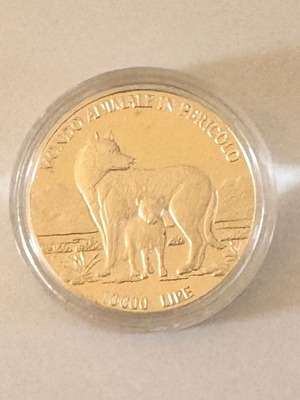 Άγιος Μαρίνος 1996 10000 Lire ασημένιο νόμισμα Proof, απειλούμενα ζώα - λύκος