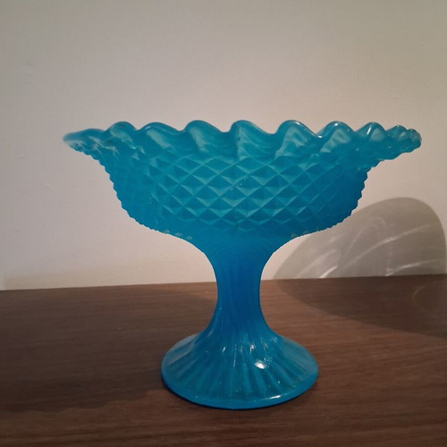 Opaline compote vintage blue, like new