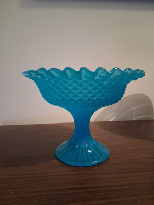 Opaline compote vintage blue, like new