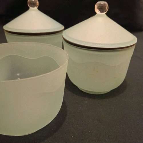 Set of 3 plastic jars with lids used, sky blue