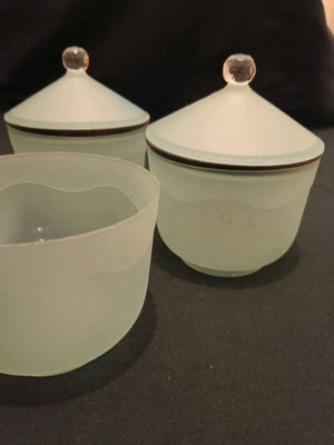 Set of 3 plastic jars with lids used, sky blue