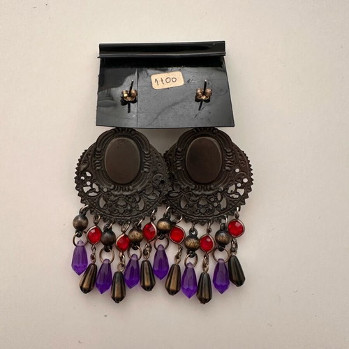 Vintage dangling earrings used, multicolor, boho style