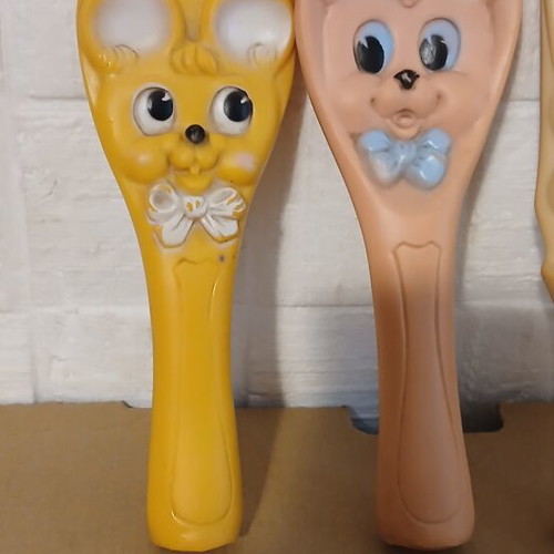 Vintage soft-headed fork, knife, and spoon set used